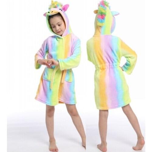 Christmas Unicorn Hooded Children Bathrobes Kids Star rainbow Bath Robe Animal For Boys Girls Pyjamas Nightgown Kids Sleepwear