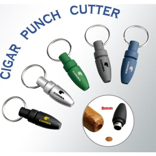 With Key Ring Clip Rubber Portable Cigar Puncher Accessories Blade Cigar Drill Hole Cigar Punch Cutter