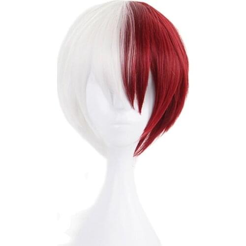 My Hero Academia Boku No Hiro Akademia Shoto Todoroki Shouto White And Red Cosplay Wig Wig Cap