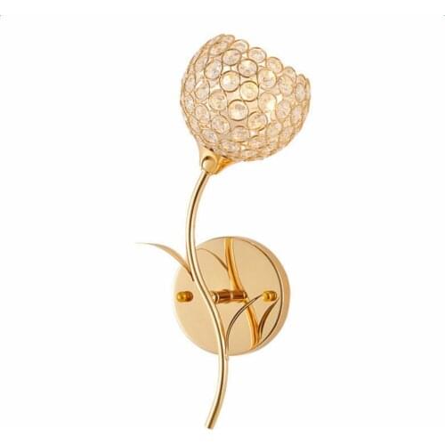 Modern Crystal Bedroom Wall Lamp Chrome Leaf Corridor Bedsides Wall Lights Balcony Hallway Mirror Front Crystal Wall Sconces