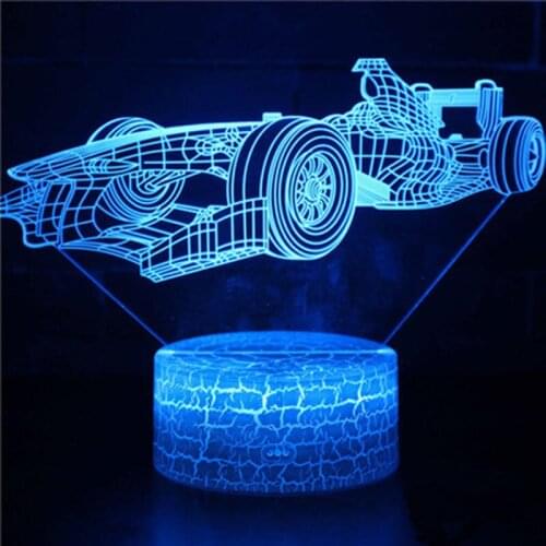 Racing car theme 3D Lamp LED night light 7 Color Change Touch Mood Lamp Christmas present Dropshippping