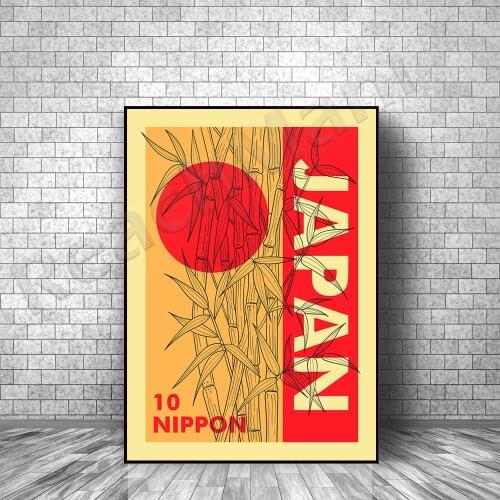 Vintage Japan Stamp Poster Tokyo Exhibition Print Art Deco Canvas Poster
