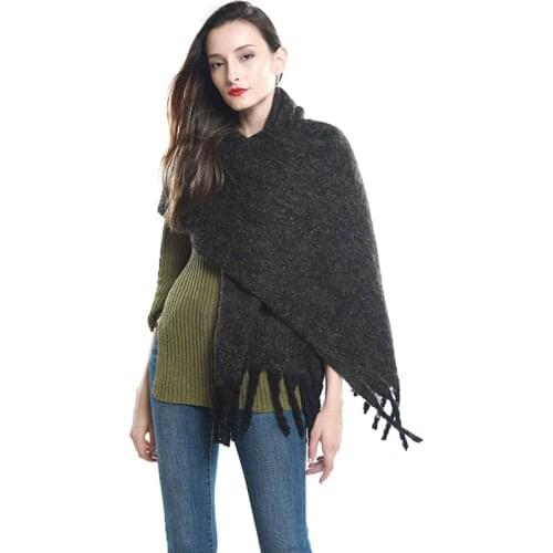 VISROVER solid color soft women winter scarf with big tassel cashmere like scarves lady winter warm shawls winter wraps