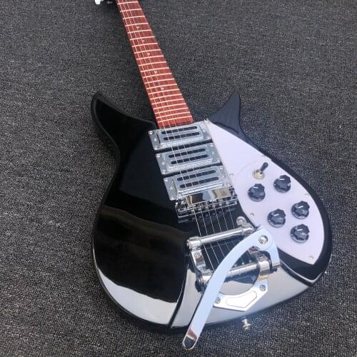 High-quality 325 electric guitar, black paint, rosewood fingerboard, 527 string length, Korean small double rocking bridge, post