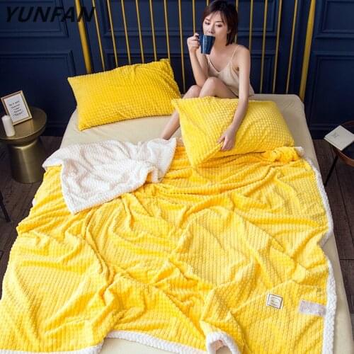 Yellow fleece blankets and throws kids Thick Warm winter Blankets Super Soft duvet luxury Blankets twin queen white blankets