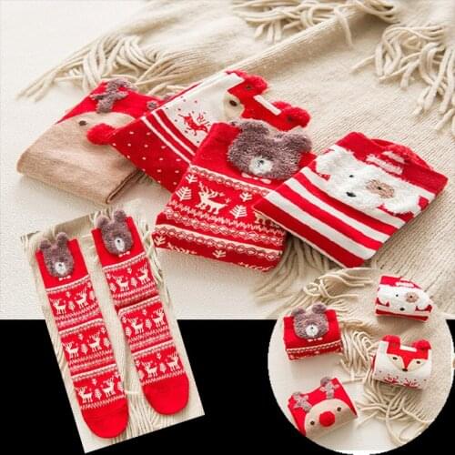 2020 Women Socks Casual Winter Christmas Socks Davids Deer Cotton Cartoon Keep Warm Cute Lady Girls Sock Christmas Gift