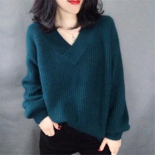 Women Pullovers Sexy Loose Big Size 4xl Plus Size V-Neck Knitted Sweaters Fashion Retro All-Match Elegant Ladies Outwear Casual