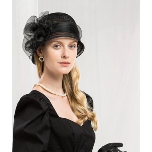 Lady Fedoras Hats Girls Fashion Party Dome Hats Spring Sweet British Elegant Cap Spring Summer Trip Concave Hat Adjust A43