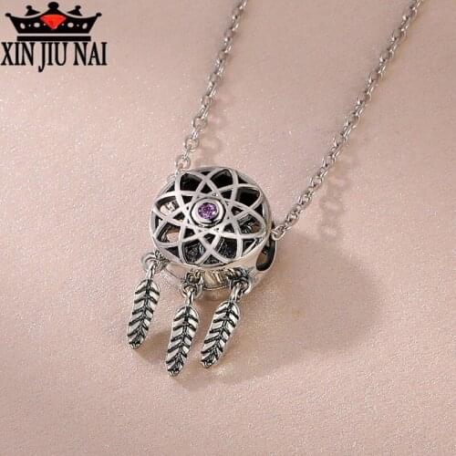 2020 New Arrivals Online Redskins Luxury Retro S925 Sterling Silver Dream Catcher Sacred Feather Necklace Pendant