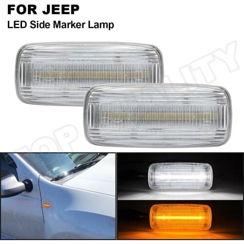 2x Clear LED Side Marker Light Lamp For Jeep Grand Cherokee Commander Compass Liberty Chrysler 200 300 300C Dodge Charger Lancia