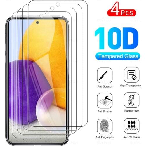 4Pcs Full Film Cover Tempered Glass For Samsung Galaxy A72 4G or 5G Glasses Protectives Glass For Samsung A72 4G or 5G 6.7Inches