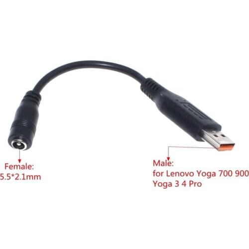 5.5*2.5mm 5.5x2.1mm Round Jack To USB Square Converter Dc Plug Power Adapter Cable Cord for Lenovo Yoga 700 900 Yoga 3 4 Pro