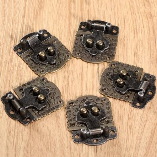 5Pcs Antique Bronze Toggle Hasps Lock Latch Catch Clasp Jewelry Chest Box Suitcase Decorative Buckles Furniture Hardware 53x41mm