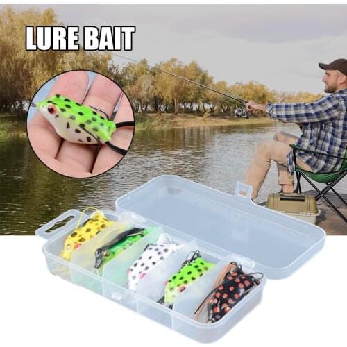 5pcs Frog Crank Fishing Lure with 3D Bionic Eyes Soft Body Frog Lure Suitable for Perch Freshwater Seawater Fishing