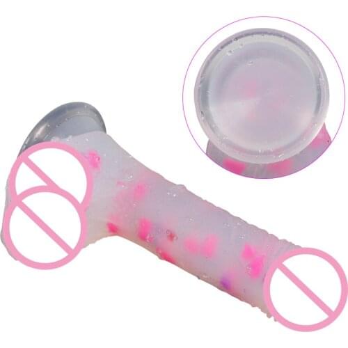 7.08 Inch Wearable Silicone Dildo Strap on Adult Toys for Female Flexible Jelly Cock Masturbator with Suction Cup