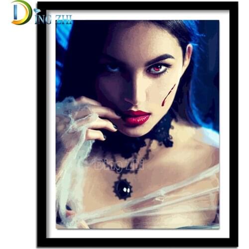 Diamond Embroidery Sexy Vampire Woman Cross Stitch Diy Diamond Painting Sale European Portrait Picture Art Mosaic Patch Sticker
