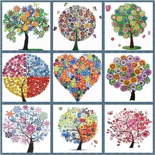Special Shape Diamond Painting Phantom Flower Tree Combination Modern Pattern DIY 5D Part Drill Cross Stitch Kit Crystal Artwork