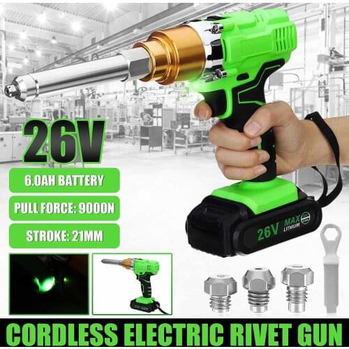 26V Cordless Electric Rivet Gun 2.1mm Portable Electric Blind Riveter Screwdriver Rvet Nut With LED Light Rechargeable Battery
