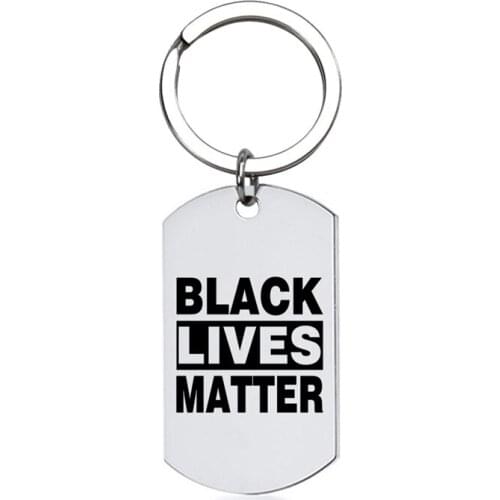 Black Lives Matter Keychain Jewelry Gold Silver Color Stainless Steel Pendant Tag Key Chains Keyring African American Protest
