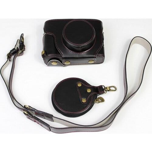 PU Leather Case Camera Bag For Fujifilm X100V Fuji X-100V Protective Shell Skin Cover Black Brown Coffee