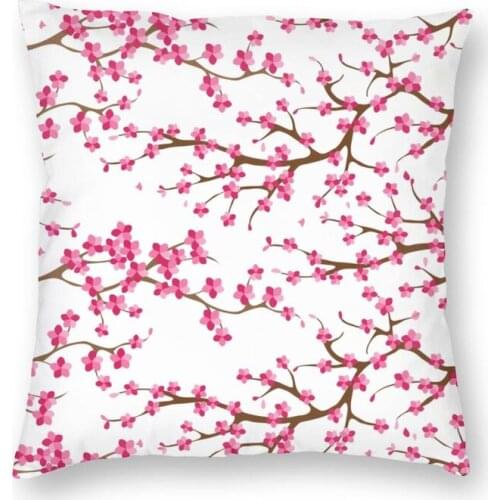 Cherry Blossom Flowers Cushion Cover Japanese Sakura Floral Throw Pillow Case for Living Room Custom Pillowcase Home Decorative