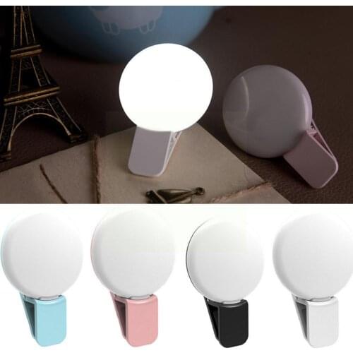 Mobile Phone LED Selfie Ring Light Portable Circle For Cell Rechargeable Lamp Beauty Phone Clip Light Photography Came Fill J4C7
