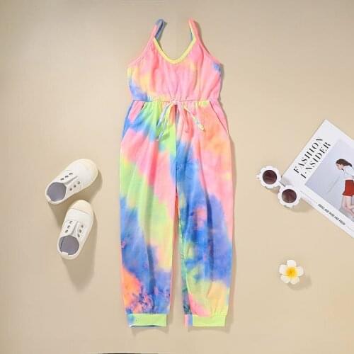 Girls' jumpsuit 2021 fashion spring new sling jumpsuit girls summer jumpsuit cotton girl clothes 1-6 years old