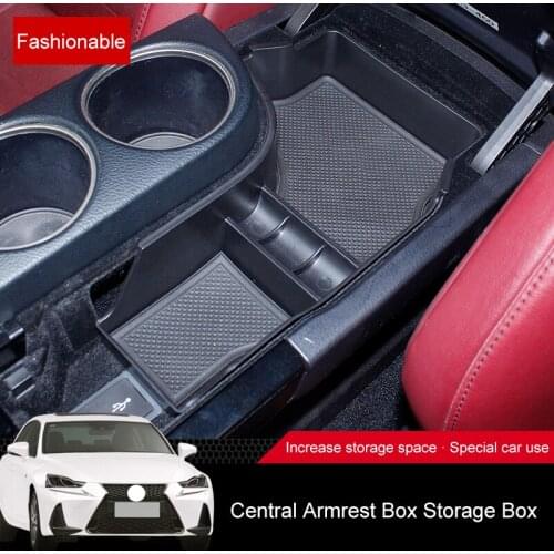 QHCP Car Interior Central Armrest Storage Box Console Trays Pallets Case Organizer Box For Lexus IS300250200T GS300 2013-2019