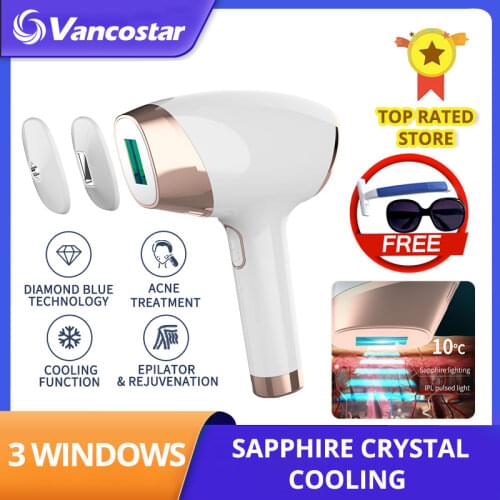 Sapphire Cooling Laser Epilator IPL Hair Removal Acne Treatment Home Use Permanent Painless Depiladora Laser for Women Men