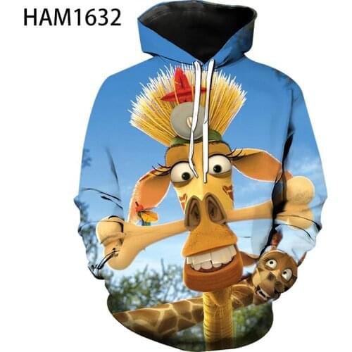 Madagasca Hoodie Sweatshirt Pullover mens 2021 summer new boys and girls Animation 3D hip hop childrens street fashion sweater