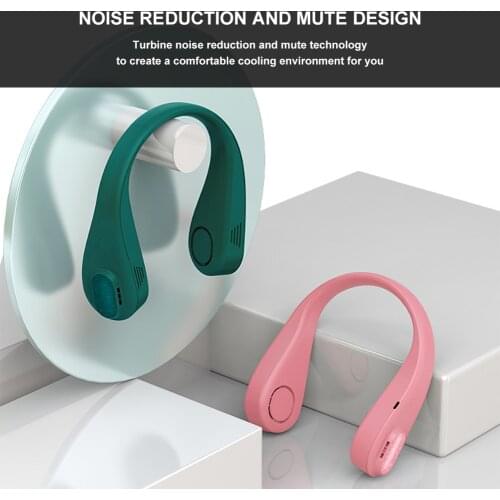 Mini Neck Fan Portable Bladeless Fan Rechargeable Leafless Hanging Fans Air Cooler Cooling Wearable Neckband Fans