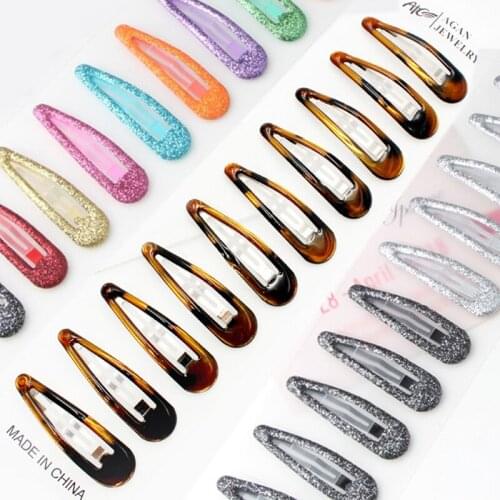 Fashion 10Pcs/Set Korean Paint dripping oil Glitter Kids BB clip Girls Hair Clips Candy Color Waterdrop Children Hairpin