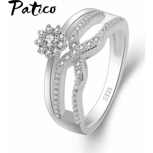 New Arrival Dropshipping 925 Sterling Silver Jewelry Shiny aaa Grade Cubic Zircon Stone Sweet Flower Design Women Rings