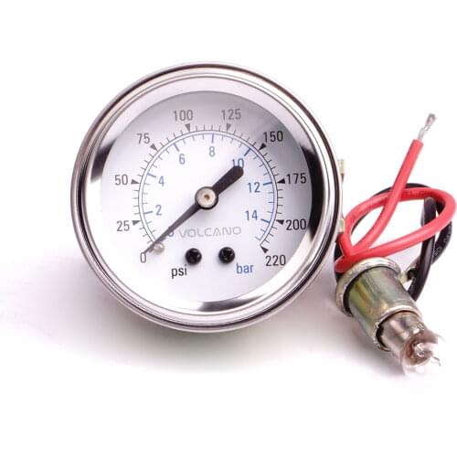 Single needle Air gauge 2inch dia.52mm 0-220PSI 12V backlight press gauge mini barometer /pneumatic suspension part