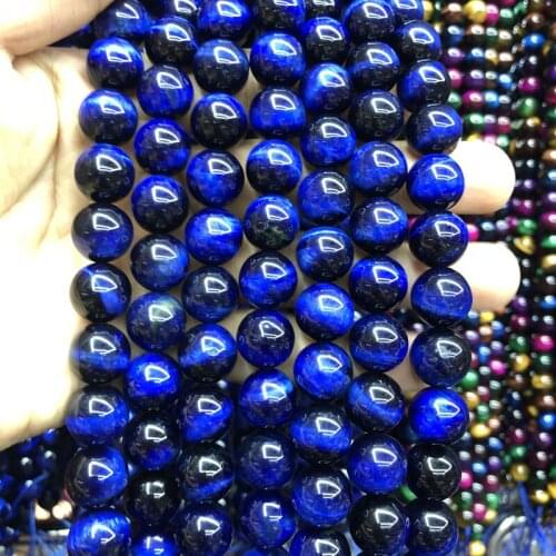 Wholesale A Quality Dyed Dark Blue Tiger Eye Beads 6mm 8mm 10mm 12mm Round Gem stone Jewelry Beads,1 of 15" full strand