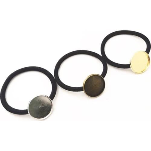 10pcs/Lot 20/25mm Cabochon Base Hair Band Setting Holder With Elastic Band Rope For DIY Jewelry Making Accessories