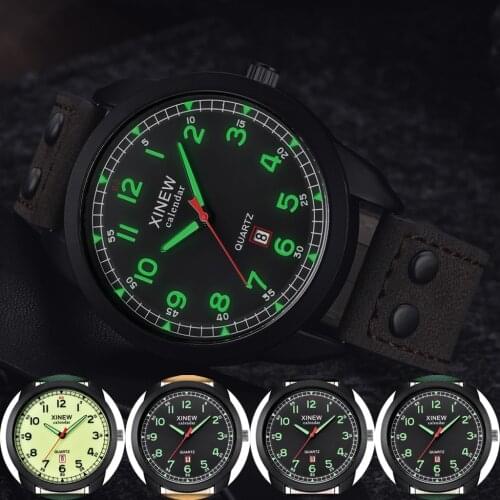 Casual Mens Sport Watches Stylish Luminous Quartz Watch Waterproof Mens Leather Strap Wrist Watches Relogio Masculino Zegarek