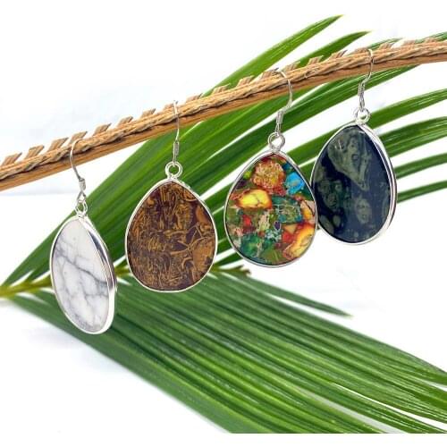 Drop-shaped Earrings for Women2021 Natural Turquoise Color Edging Chinese Fashion Earings Fashion Jewelry Moda Gift 2021 23x35mm