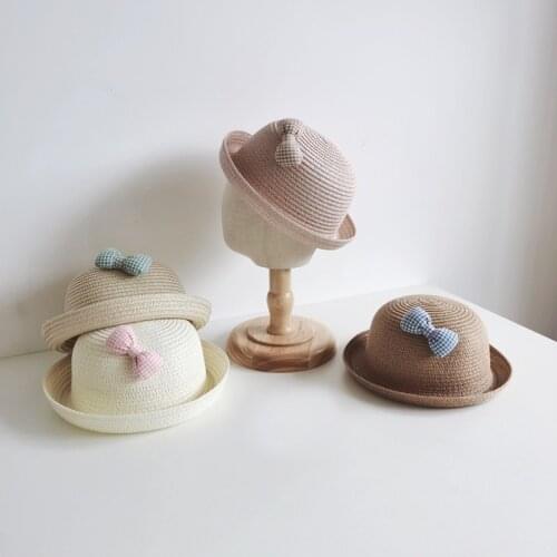 Spring Summer Lovely Bowknot Baby Straw Hat Girls Sun Hats Beach Caps