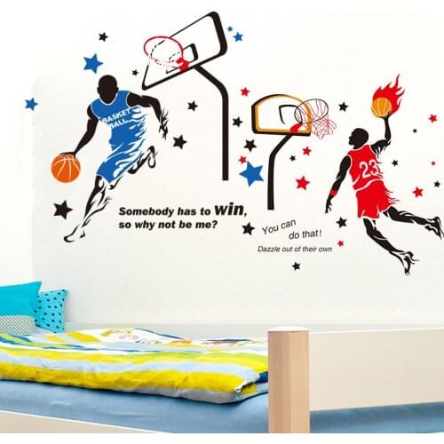 [shijuekongjian] Basketball Player Wall Sticker DIY Kids Rooms Wall Decor Decals for Teenager Bedroom Nursery House Decoration