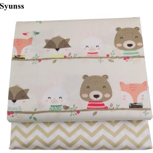 Syunss Diy Patchwork Cloth For Quilting Baby Cribs Cushions Dress Sewing Tissus Animal Waves Printed Twill Cotton Fabric Tecido