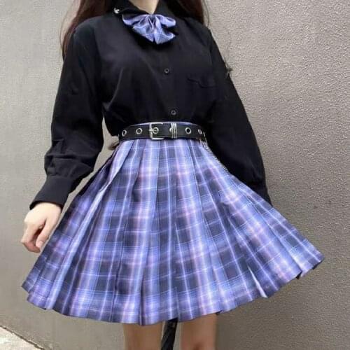 Japanese Gothic Pleated Skirts For Girls Spring Autumn High Waist Korean Sweet Mini Skirt Sexy Women JK Uniform Students Clothes