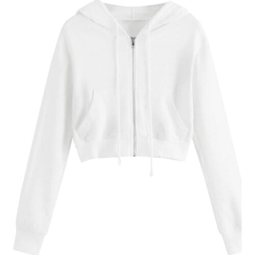 Women Casual Solid Long Sleeve Zipper Pocket Shirt Hooded Sweatshirt Tops tuniques Personality hem outfits tops for girls топик