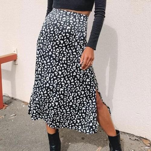 2021 Sexy Leopard Wrap Skirt Print Chiffon Split Skirt Casual Fashion Long Skirts for Women Spring Summer Clothes Zipper Elegant