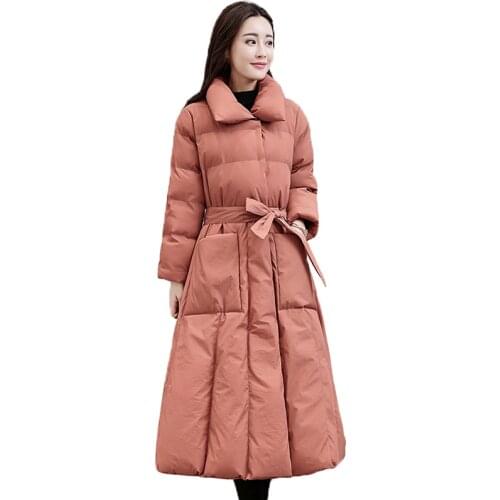 Women Winter Coat Down Cotton Thick Parkas 2018 New Fashion Solid Long Jacket Slim Pockets Padded Outerwear Plus Size ls072