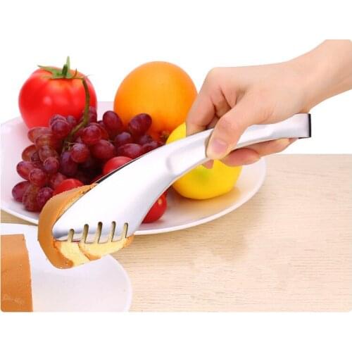 1PC Stainless Steel Bread Clip Silver Food Tongs BBQ Serving Utensil tong Anti Heat Pastry Clamp Barbecue Tong PL 010