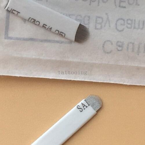 100PCS 21 Pin U Shape Tattoo Needles Permanent Makeup Eyebrow Embroidery Blade For 3D Microblading Manual Tattoo Pen