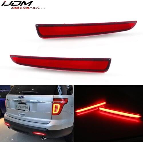 2) Euro Style Driver/Passenger Sides LED Bumper Reflectors Rear Fog Brake Lights For 2016-2017 Ford Explorer