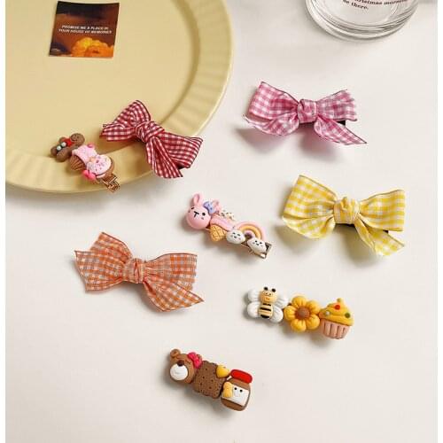 2 Pcs/Set Baby Girls Cute Cartoon Flower Rainbow Bow Ornament Hair Clips Children Lovely Sweet Hairpins Kids Hair Accessories