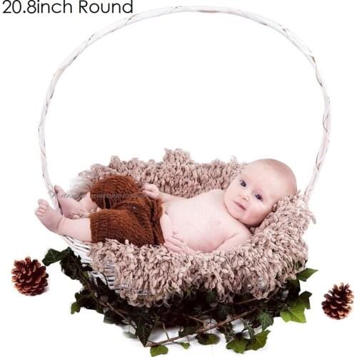 2pcs/set Soft Handcraft Crochet Round Blanket with Fringe for Newborn Baby Photography Accessories Background Basket Filler